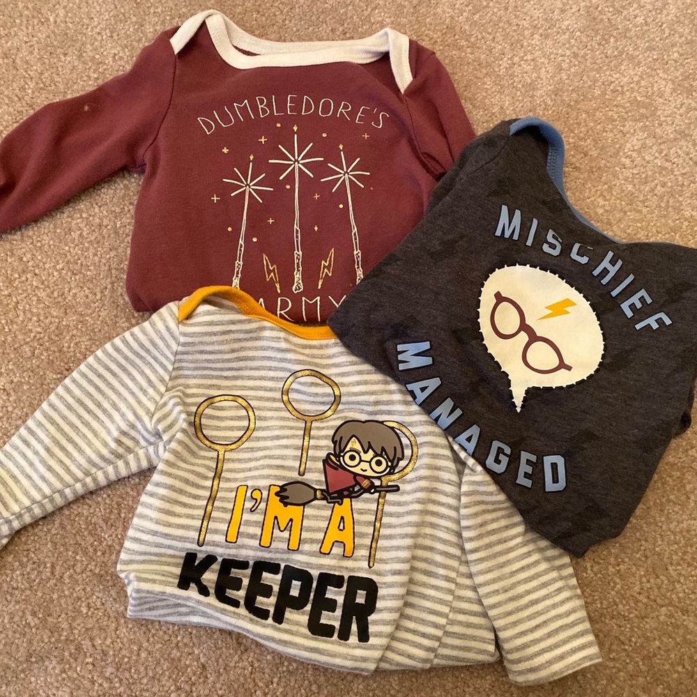 3 Harry Potter Long Sleeve Onesies
